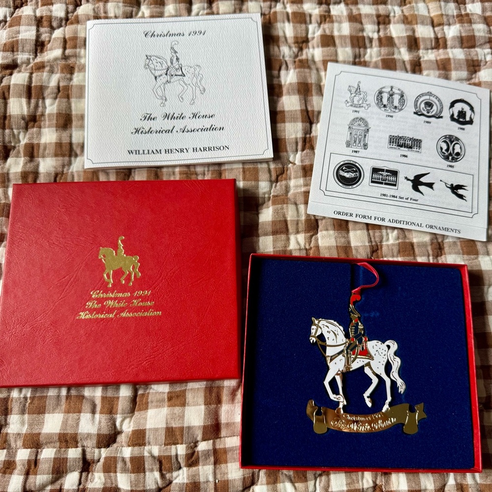 White House Historical Association 1991 Christmas Ornament In Box w/Certificate